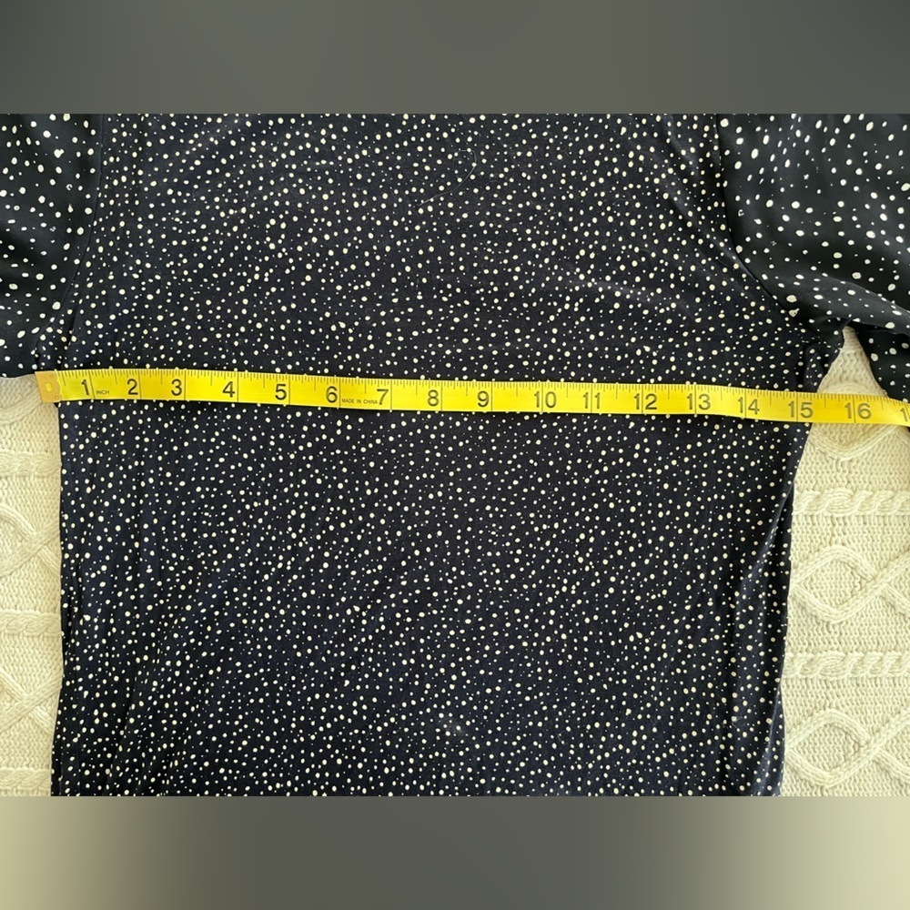 LOFT Navy Blue Speckled Dots Blouse Rayon Blend Women’s Size Small - Picture 16 of 16